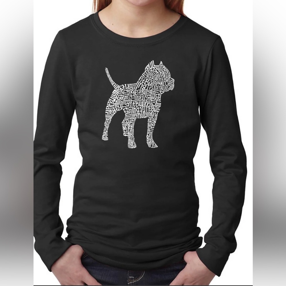 LA POP ART WOMEN'S WORD ART LONG SLEEVE - PITBULL New With Tags Size Medium